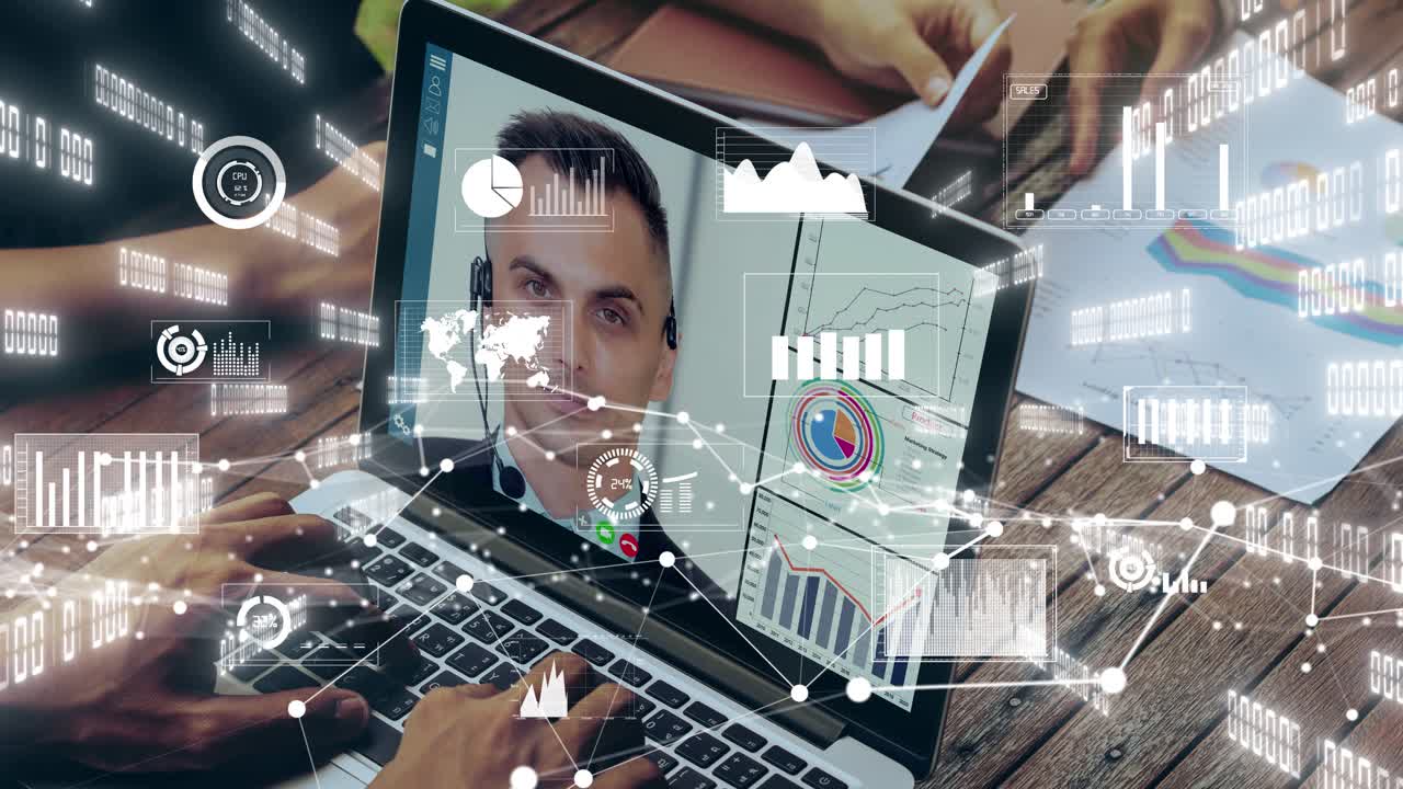 visual creativo de personas de negocios en una reunión de personal corporativo en videollamada