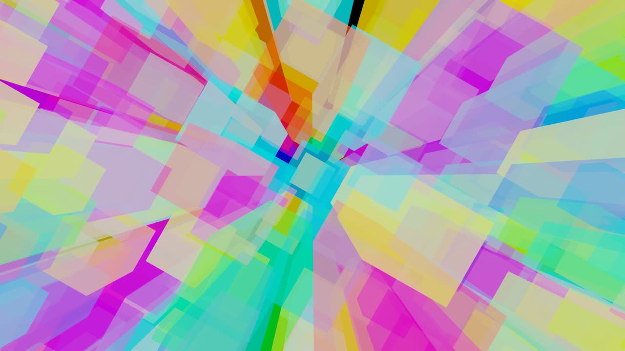 la pulsación en bucle de los prismas multicolores.