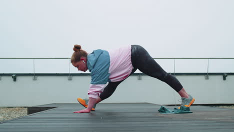 fitness girl making workout cardio training squats exercises outdoors, weight loss, fat burning