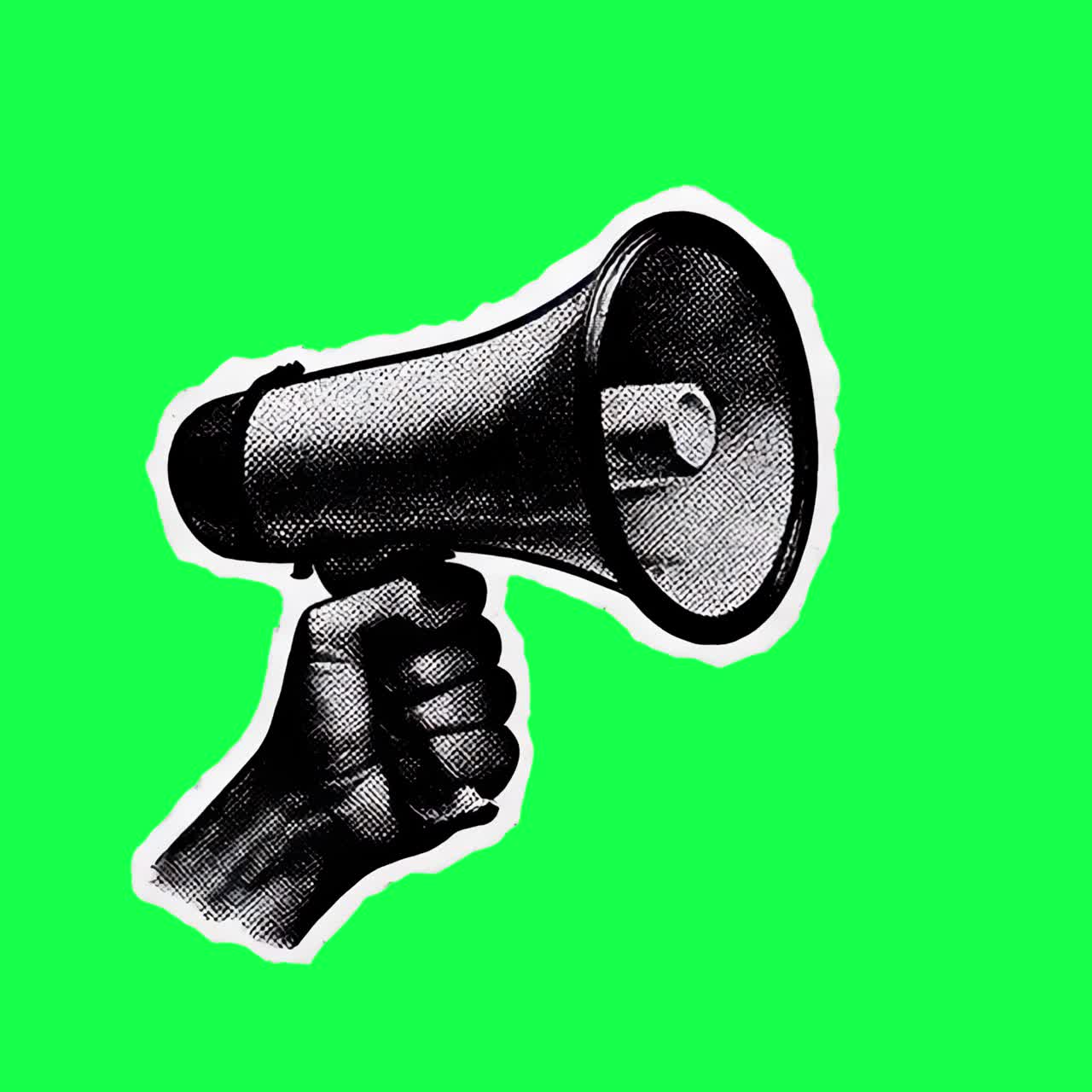 Retro megaphone graphic illustration animation, transparent 4K video, green screen