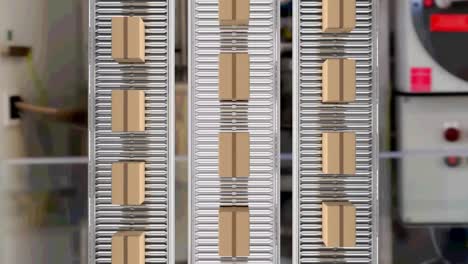 animación de cajas de cartón que se mueven en cintas transportadoras