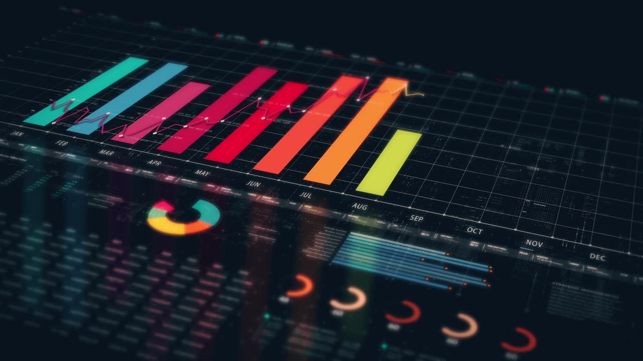 visuales de datos dinámicos para gráficos de información de negocios, gráficos animados y conocimientos basados en datos para una maqueta de reunión de negocios