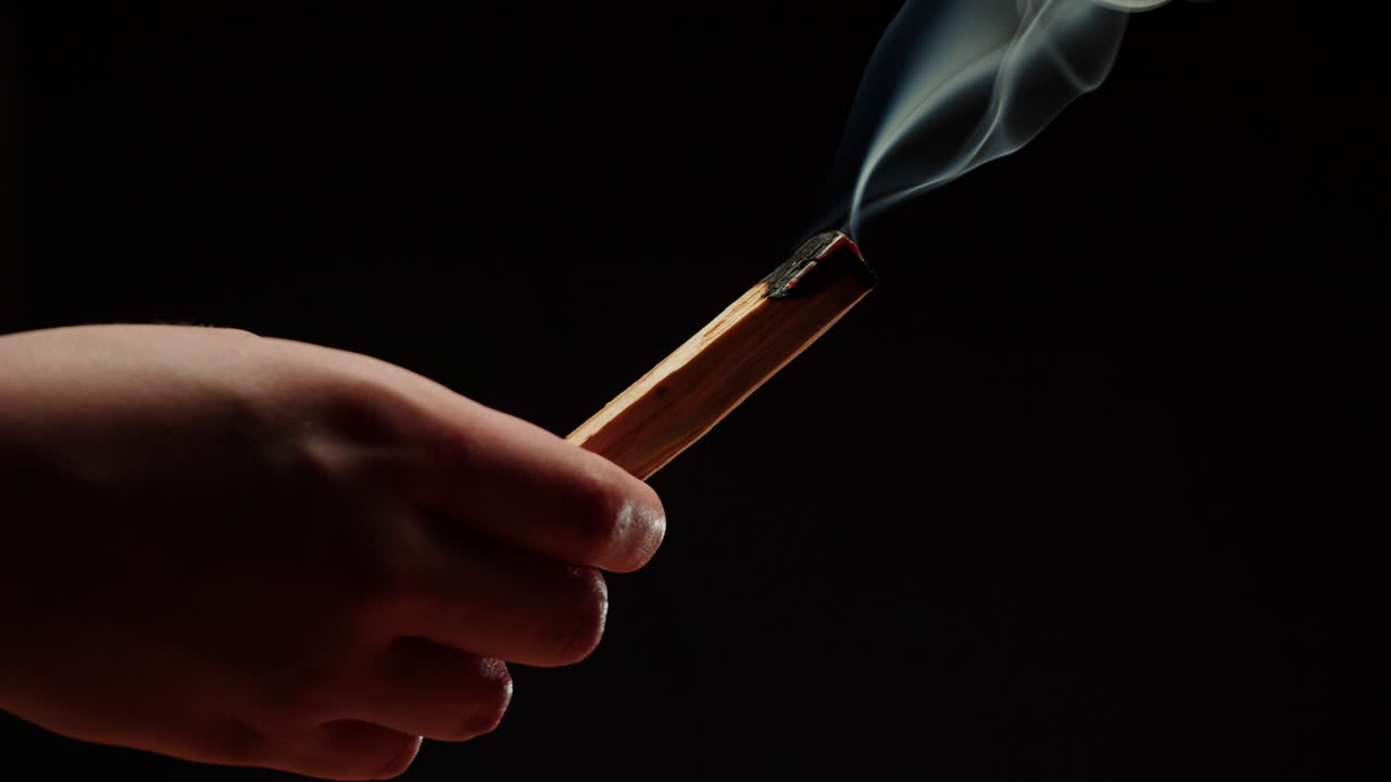 Hand Holding Burning Palo Santo Incense