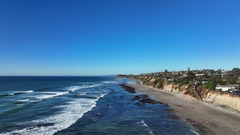 aerial nature landscape with pacific ocean and empty sandy beach