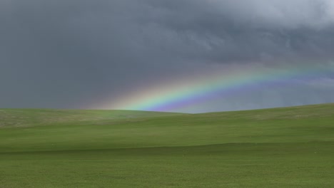 el arco iris en el interminable vasto prado verde vacío
