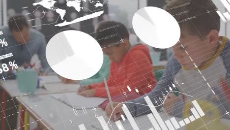 aula trabajando con la transición del gráfico de finanzas