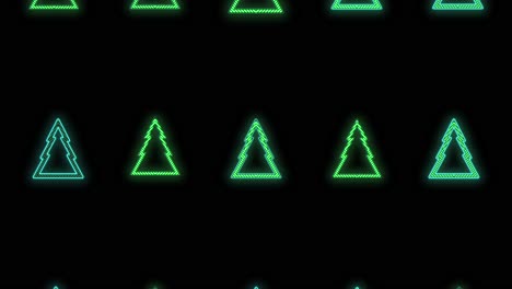 neon green christmas trees pattern on black gradient 6