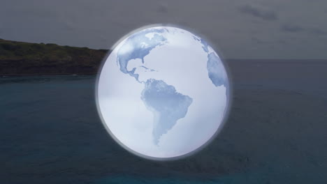 animation of planet earth over seashore