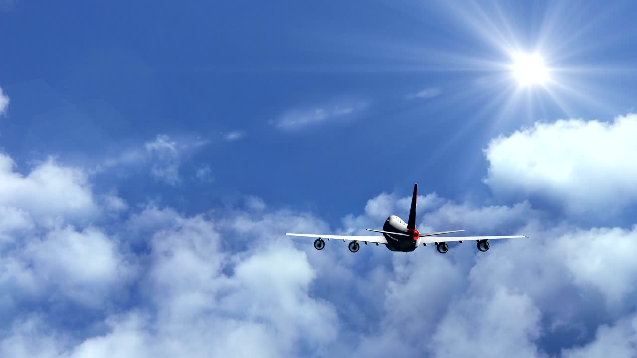 el avión vuela en las nubes, loop video cinemagraph