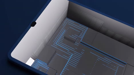 digital blueprint visualization on a tablet display
