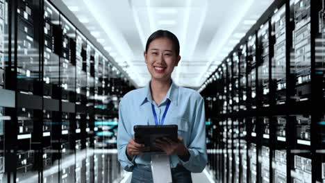 woman working in a data center