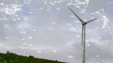 animación de la red de conexiones a través de la turbina eólica