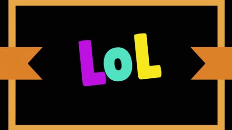 animación del texto lol sobre fondo negro
