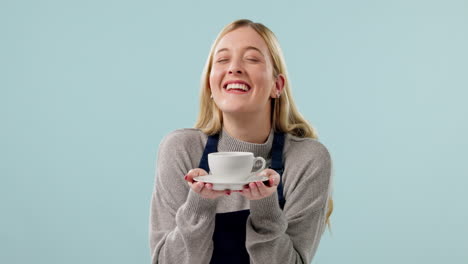 woman, coffee cup and waitress