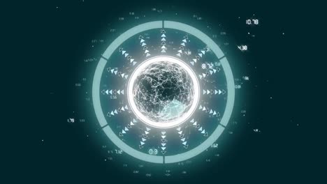 animation of circular scope scanning with 3d shape and numeric data on black