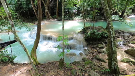 beautiful waterfall and nature in erawan national park, thailand