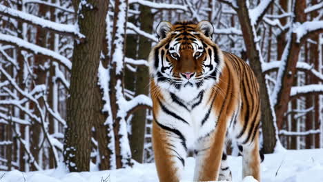 tiger in a snowy forest