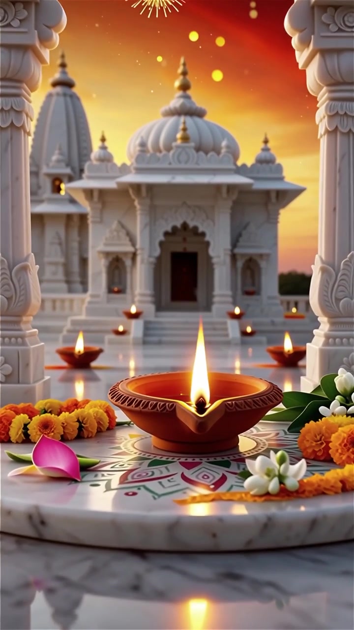 Sfondo del Festival Diwali con lanterne e decorazioni tradizionali Diyas.