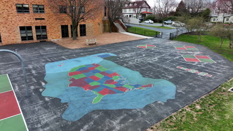 aerial of school in community