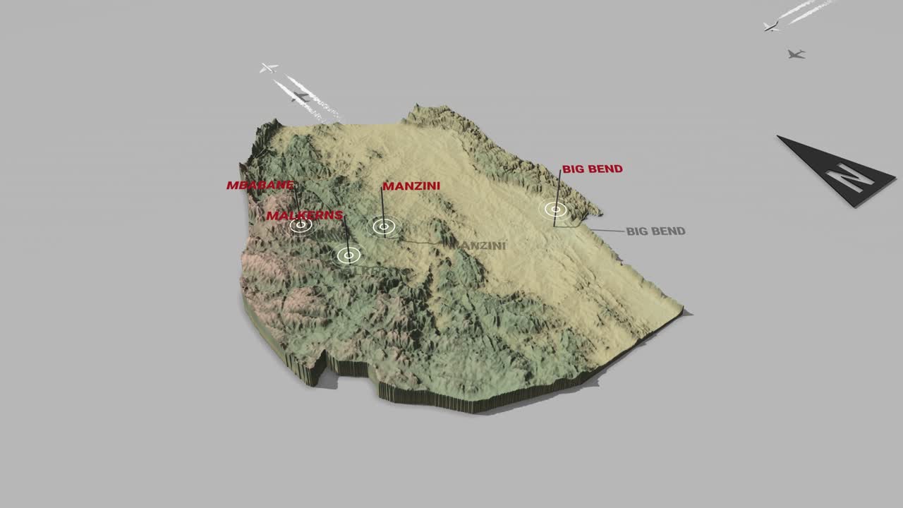 3d 지형 지도 에스와티니