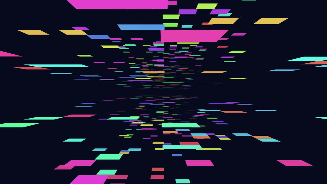 Random moving digital glitters with rainbow led light in black galaxy