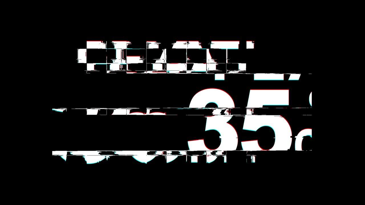 Flat 35% Percent off Glitch Effect Text Digital TV Distortion 4K Loop Animation