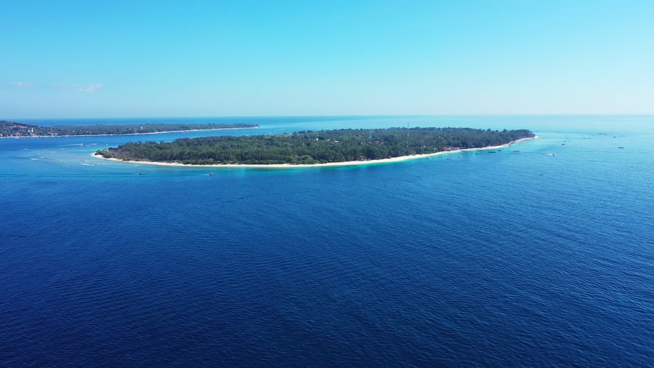 Aerial seascape, tropical islands with white sand beaches. Gili meno, Indonesia