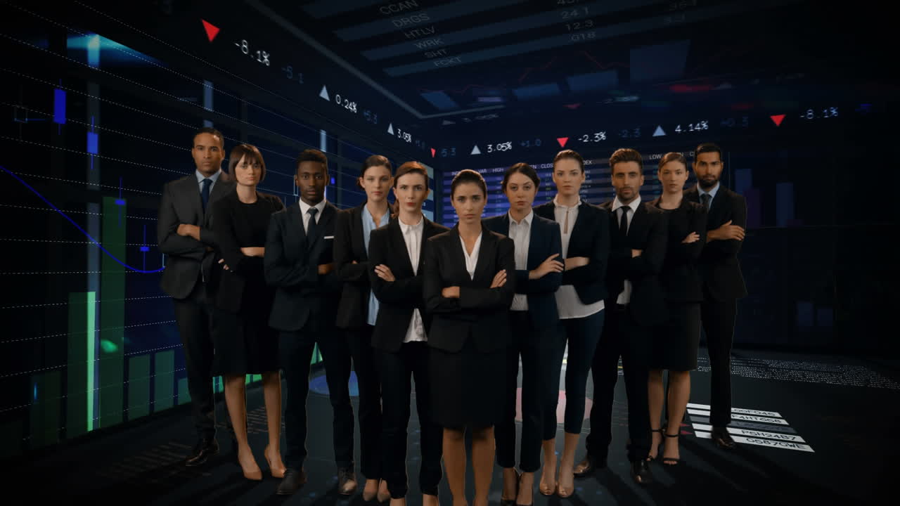 gente de negocios y gráficos