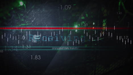 Animation-of-receiving,-encrypted-data-text-on-interface-processing-over-server-room