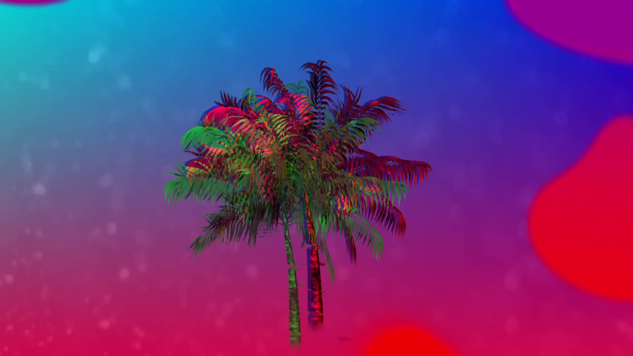 líquido colorido y palmera