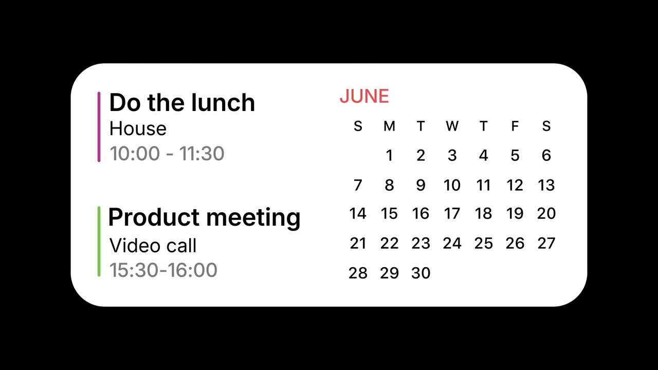 Juni-kalender med planlagte begivenheder og møder