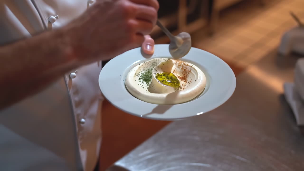 Chef plating a dish