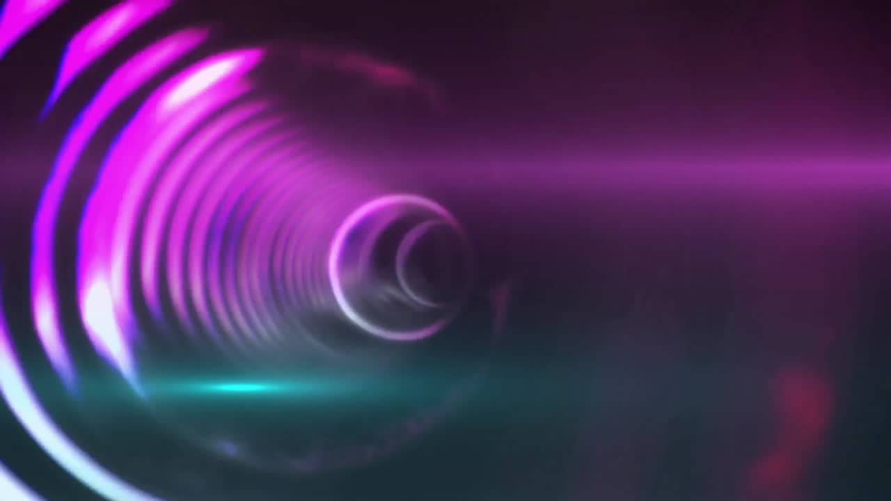 Animation of glowing light circles moving over black background