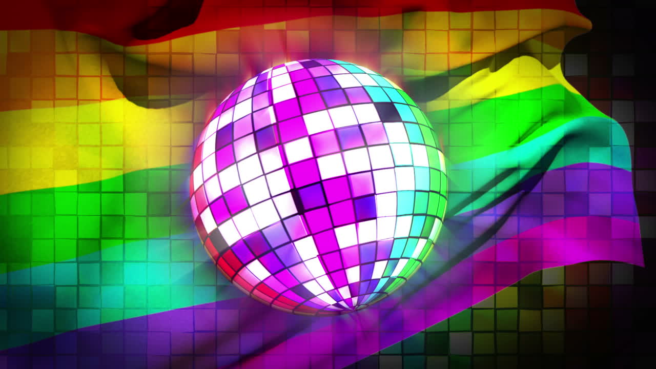 동성애자 자부심 발과 함께 회전하는 디스코 공