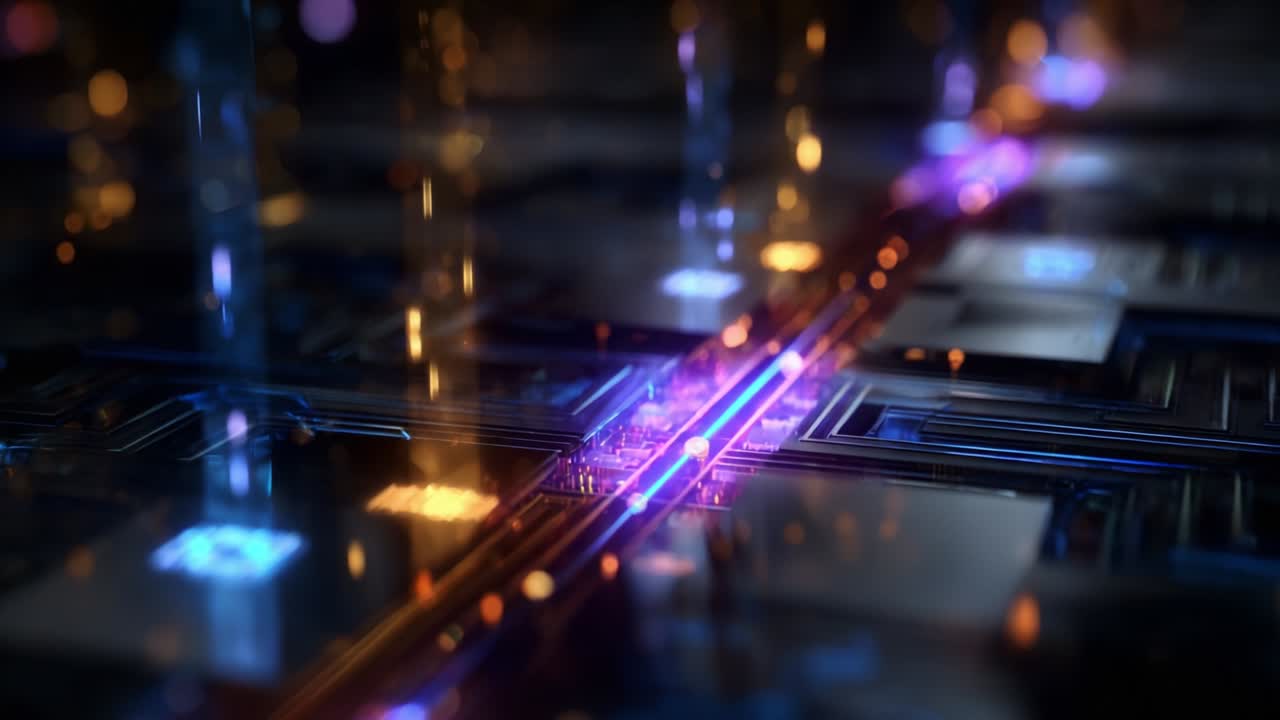 A Captivating Exploration of Advanced Circuitry: This Video Journey Delves into the Intricacies of Modern Technology by Highlighting the Brilliant Fusion of Light and Structure in an Electric Pathway