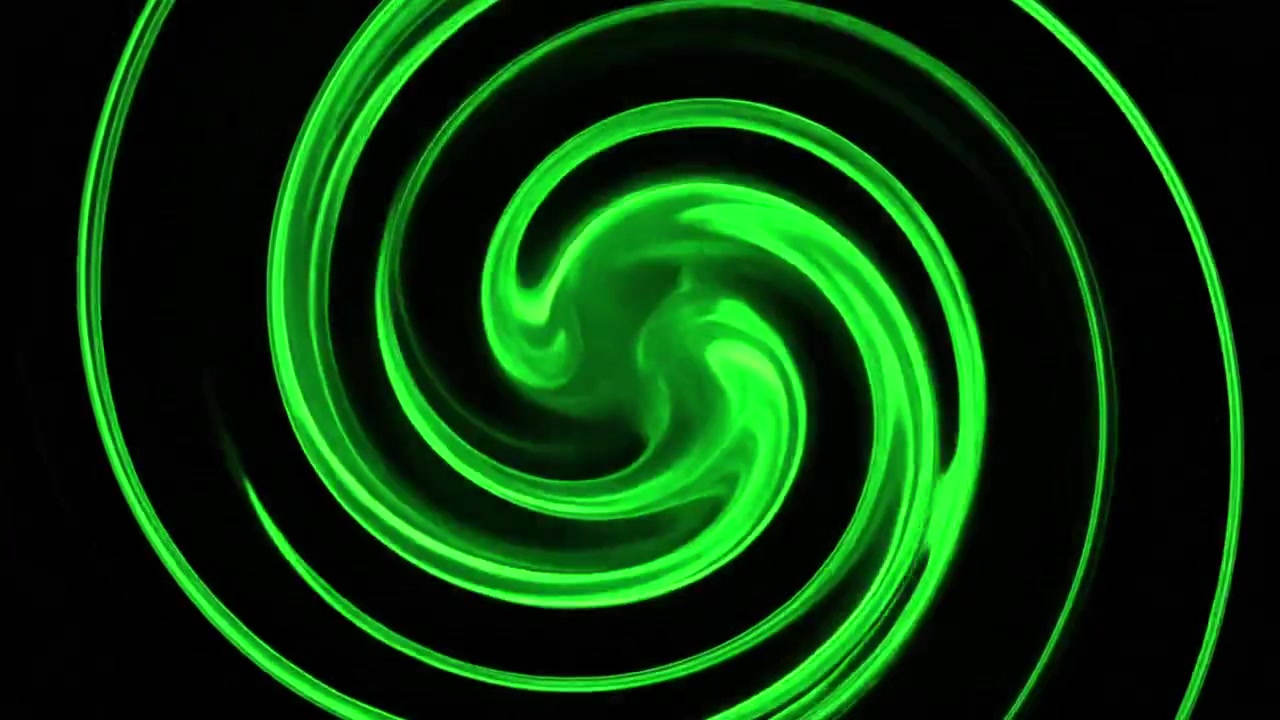 Abstract Green Spiral Animation Rotating on Black Background
