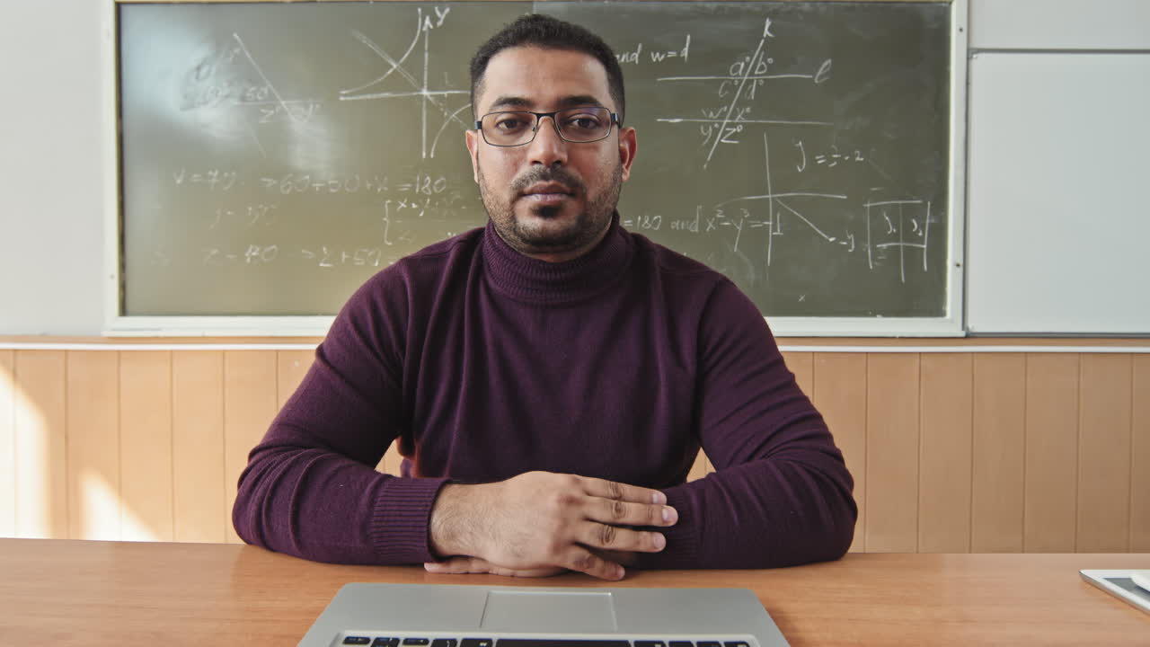 POV of Male Mixed-Race Professor Teaching Geometry Online