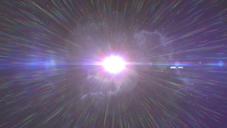 animación de manchas de luz blanca brillante y ondas de energía en el cielo nocturno nublado celestial