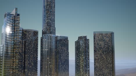 city skyscrapers at night in desert