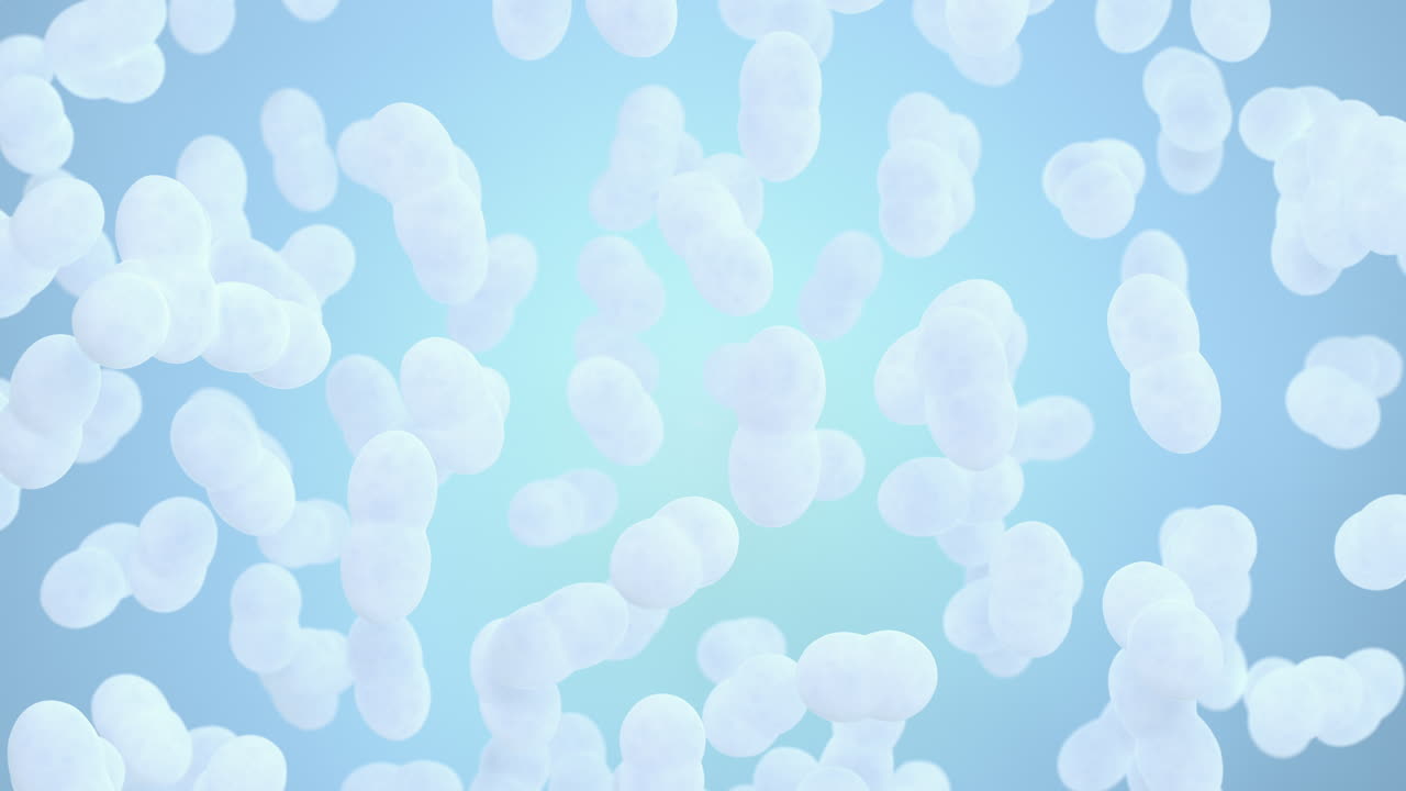 색 배경의 세균의 큰 그룹, 3d 렌더링.