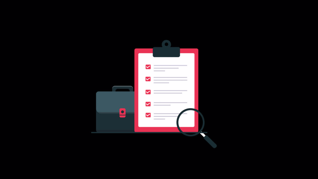 Animated Business Checklist Review with Magnifying Glass