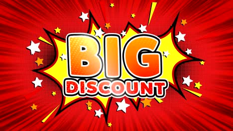 big discount word retro cartoon comic bubbles seamless loop