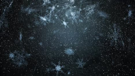 Animation-of-falling-snow-over-dark-background