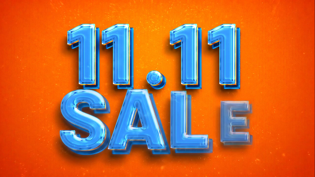 Animazione grafica promozionale dei Saldi 11.11 su sfondo arancione