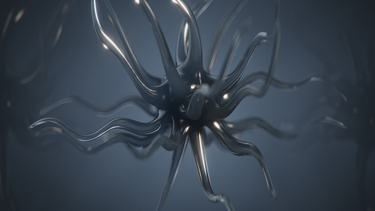 microorganismo de ciencia ficción negra bucle sin costuras animación de renderizado en 3d