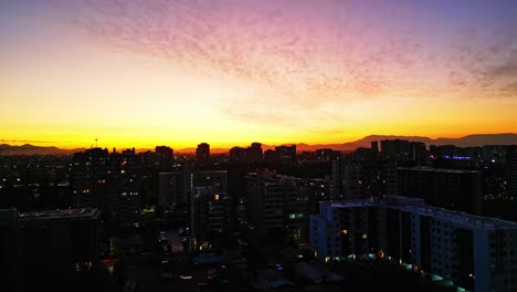 sunset with red autumn colors in santiago de chile