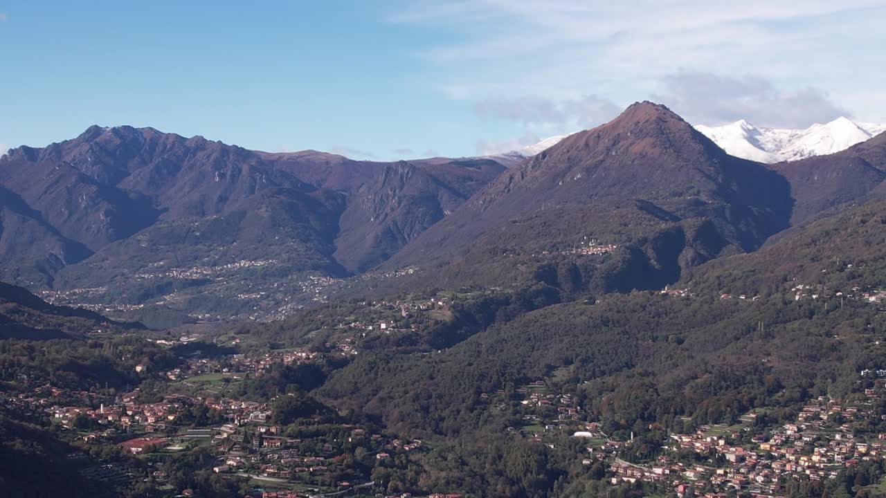 Stunning aerial view of the Italian Alps with valleys and mountains