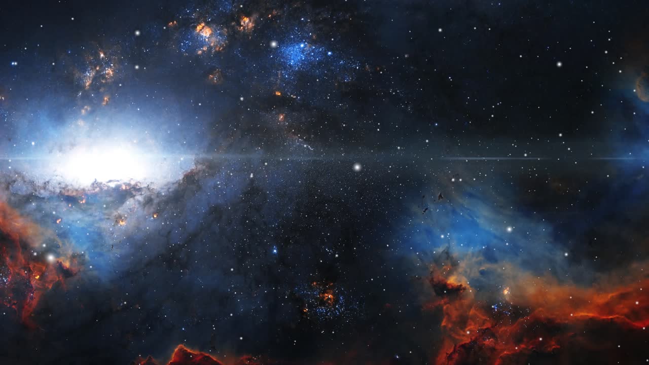 bright universe filled with nebula clouds