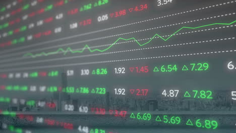 Animation-Der-Börse-Und-Diagramme-über-Der-Stadtlandschaft