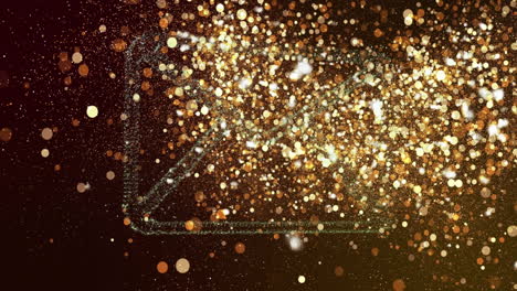 gold particles forming envelope shape on dark background with animation effect
